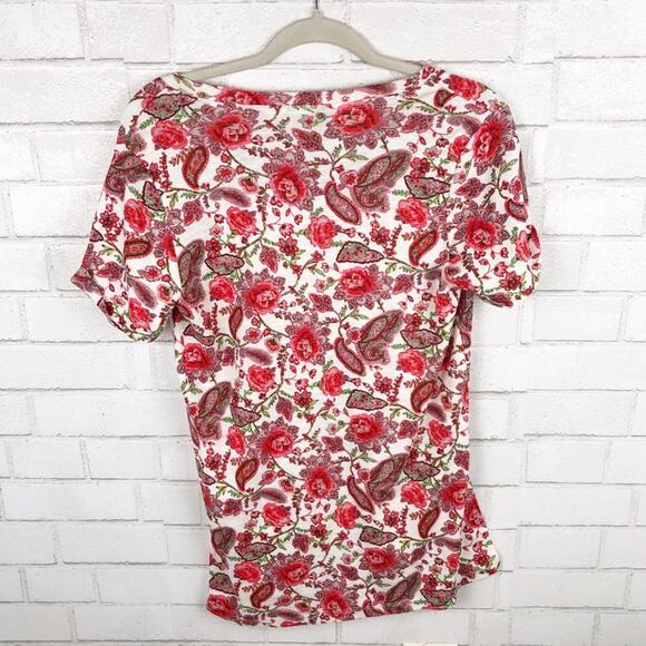 Philosophy NWT Floral Print Pima Cotton Short Sleeve V-Neck Shirt Top Size Small - Picture 2 of 4